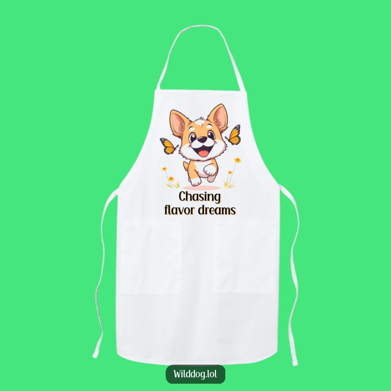 Funny Wild Dog Apron: Joyful Chase Kitchen Wear, Humorous Chef's Gift