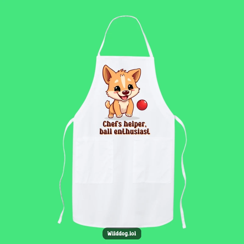 Funny Wild Dog Apron: Ball Bouncing Fun in the Kitchen