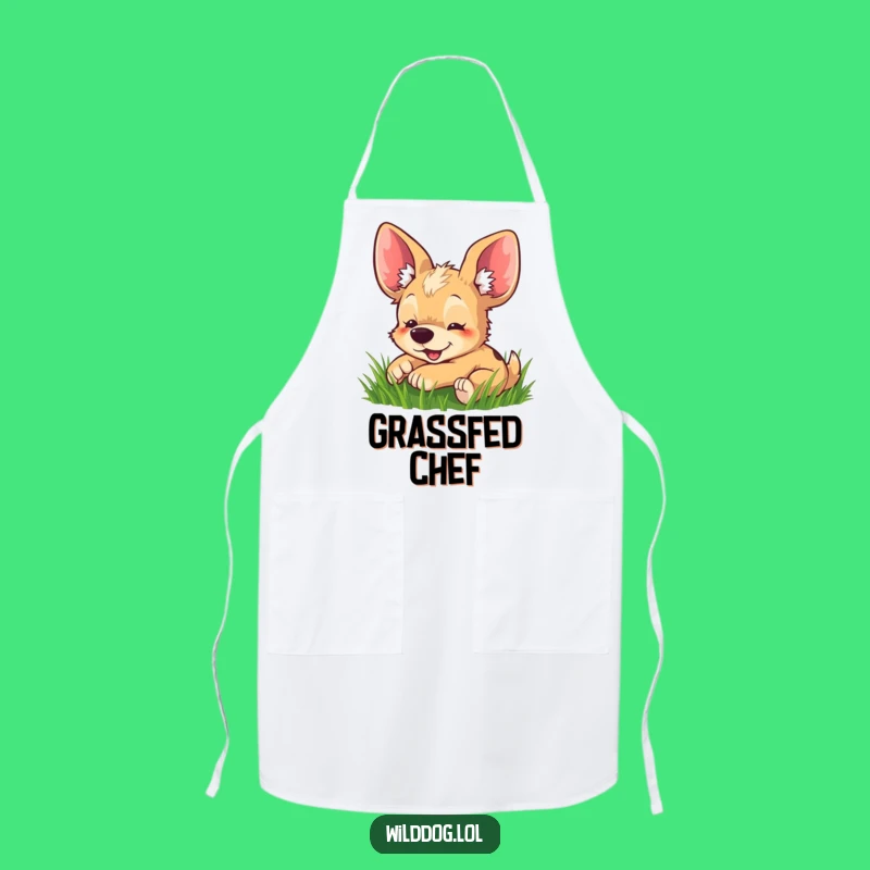 Funny Big-Eared Dog Grass Roll Apron - Whimsical Kitchen Fun