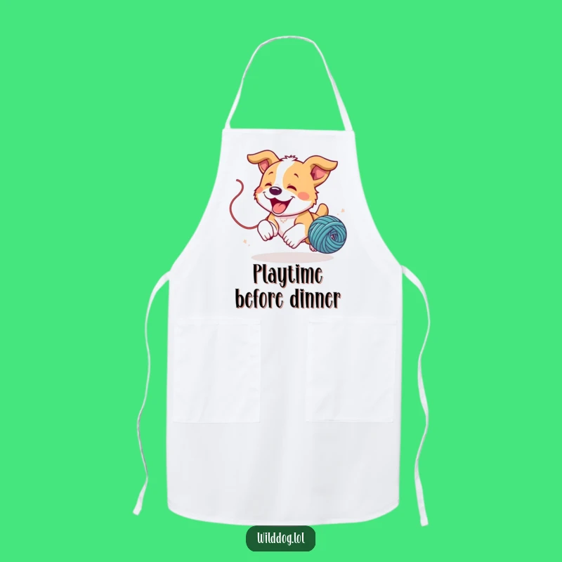 Funny Puppy Yarn Apron: Playful Dog Lover Kitchen Gear, Cute Chef Gift