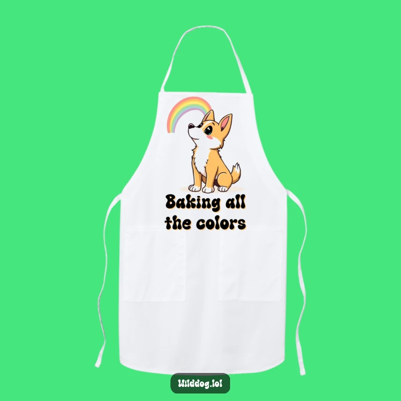 Funny Wild Dog Rainbow Apron: Cook with Hilarious Sunshine