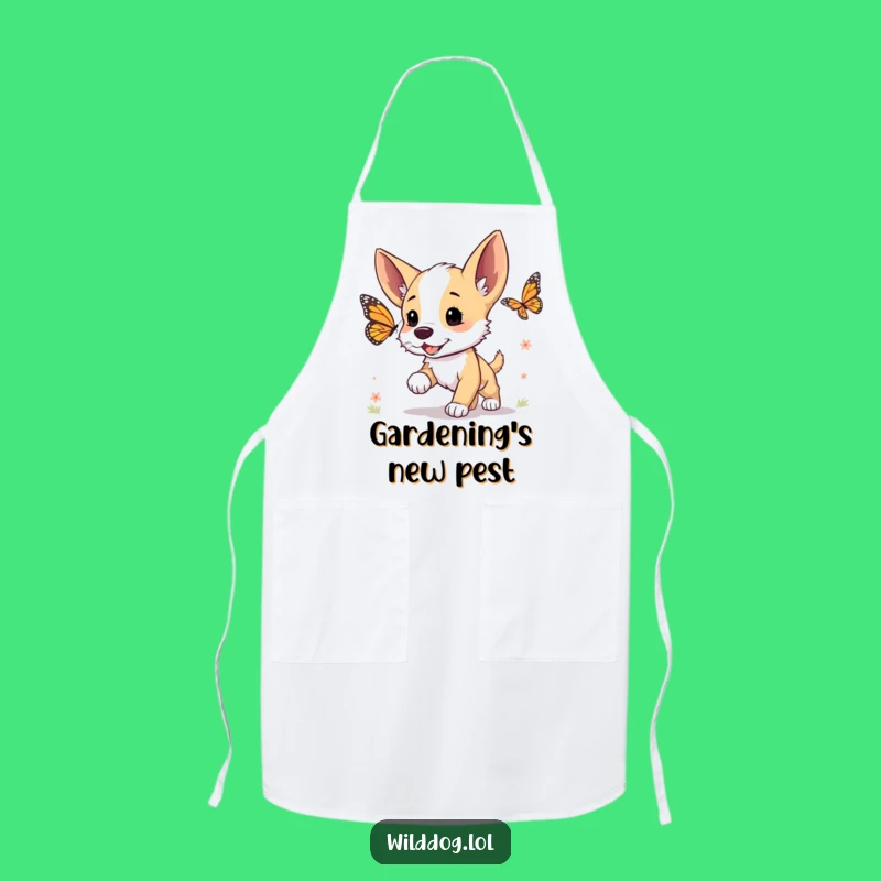 Funny Puppy Butterfly Apron: Cook with Playful Spirit