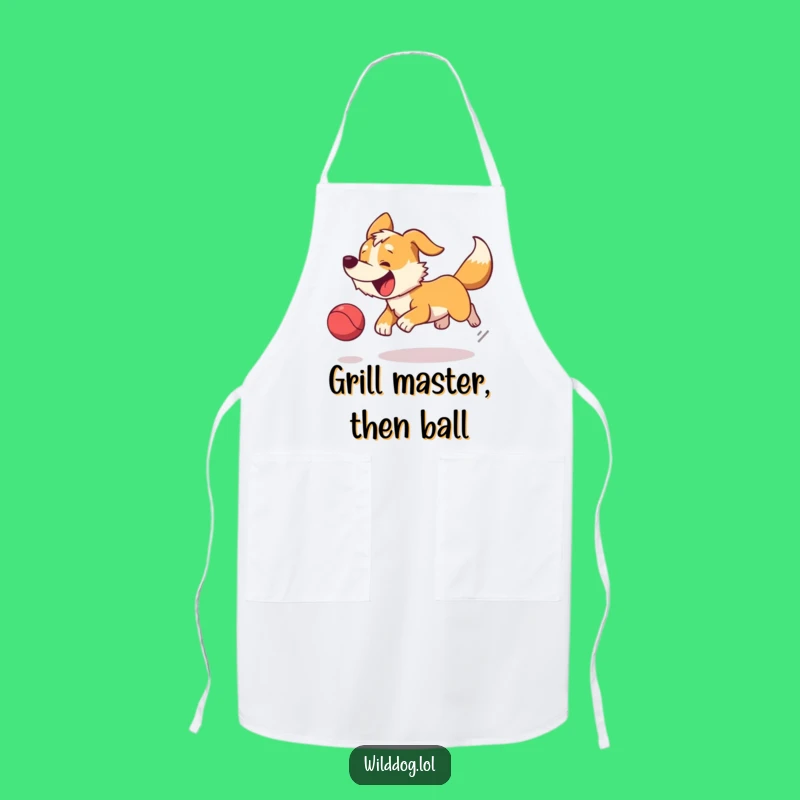 Funny Wild Dog Ball Chasing Apron - Kitchen Fun for Pet Parents