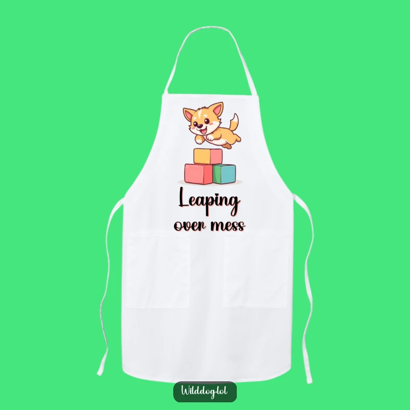 Funny Dog Leaping Apron - Hilarious Kitchen Companion for Active Cooks