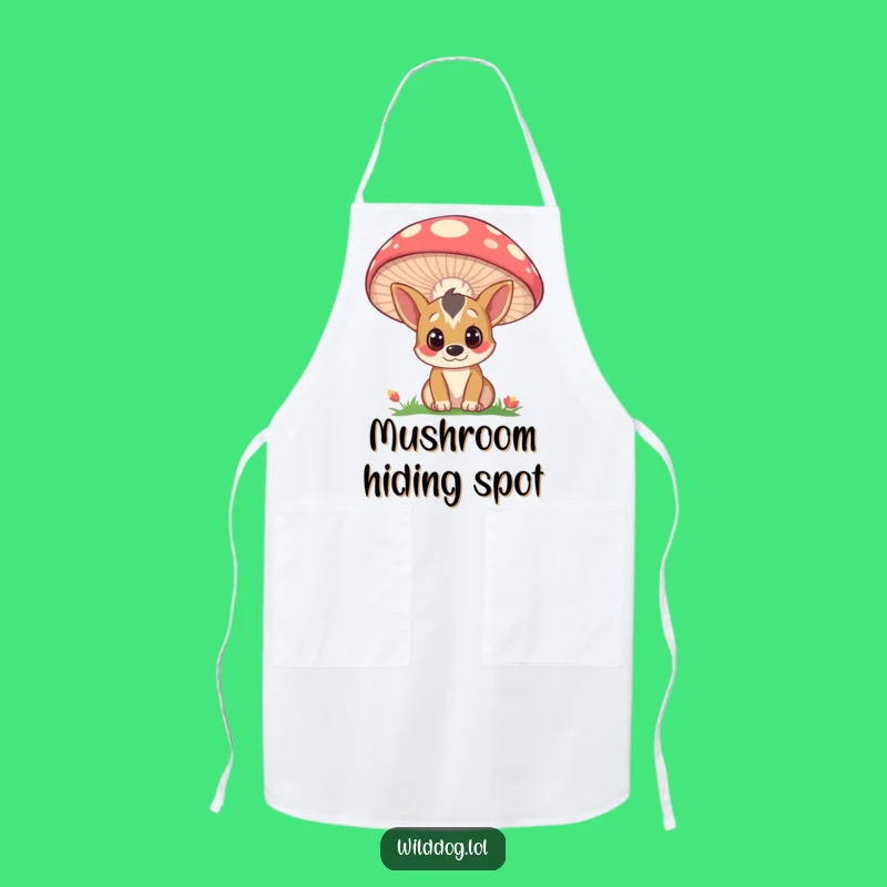 Funny Wild Dog Mushroom Apron: Kitchen Whimsy, Curious Chef's Funny Gift