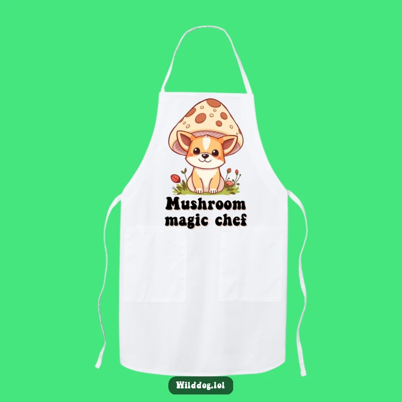 Funny Kawaii Wild Dog Apron: Kitchen Mushroom Peek Chef Wear, Practical Funny Gift