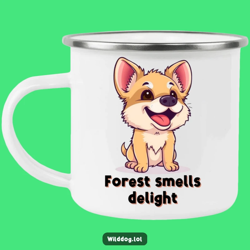 Funny Wild Dog Camping Mug: Curious Sniffer for Outdoor Adventures