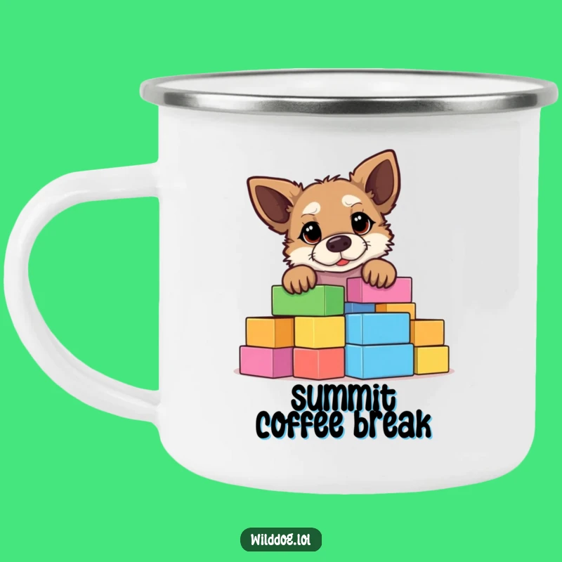 Adventure Ready Funny Building Block Wild Dog Camping Mug - Humorous Outdoor Gift