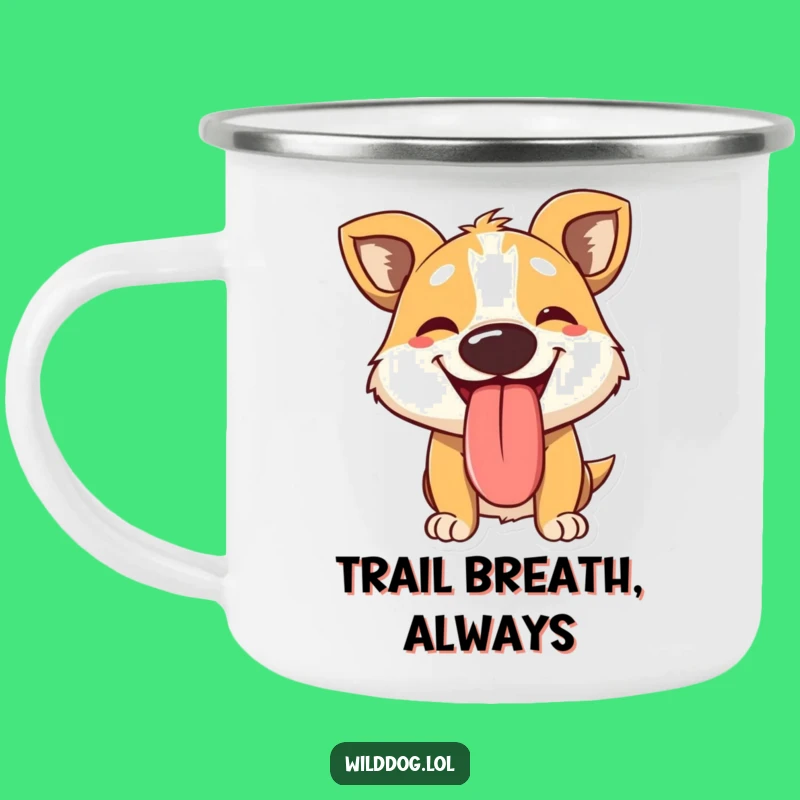 Funny Panting Wild Dog Camping Mug: Enjoy Sips with a Hilarious Tongue-Out Friend!