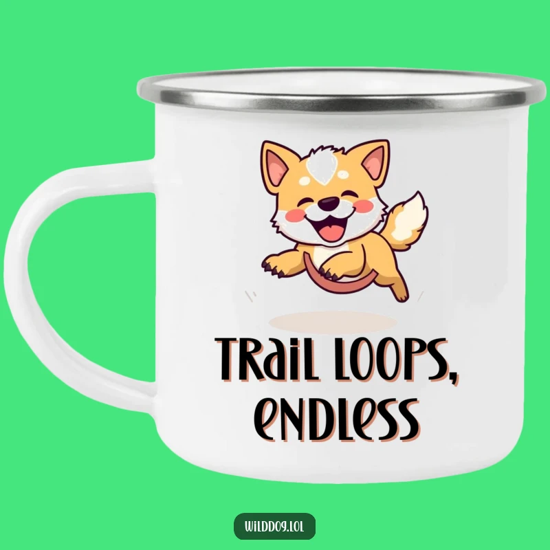 Funny Wild Dog Chasing Tail Camping Mug - Adventure & Laughter