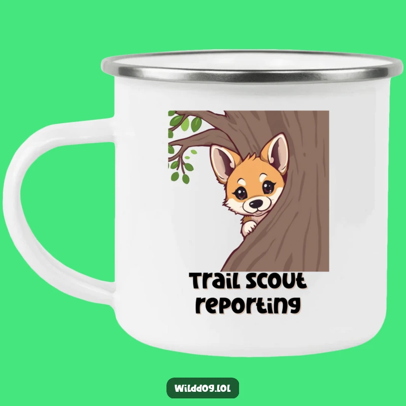 Funny Curious Wild Dog Camping Mug: Outdoor Peeking Pup Humor Gift