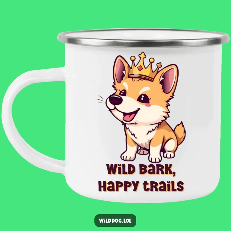 Funny Wild Dog Camping Mug: Royal Bark Enamel Cup, Outdoor Adventure Gift