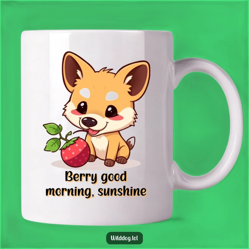 Funny Kawaii Wild Dog Mug: Adorable Berry Nudge Gift for Animal Lovers