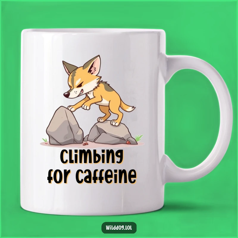 Funny Wild Dog Climbing Mug: Determined Canine Adventure Gift
