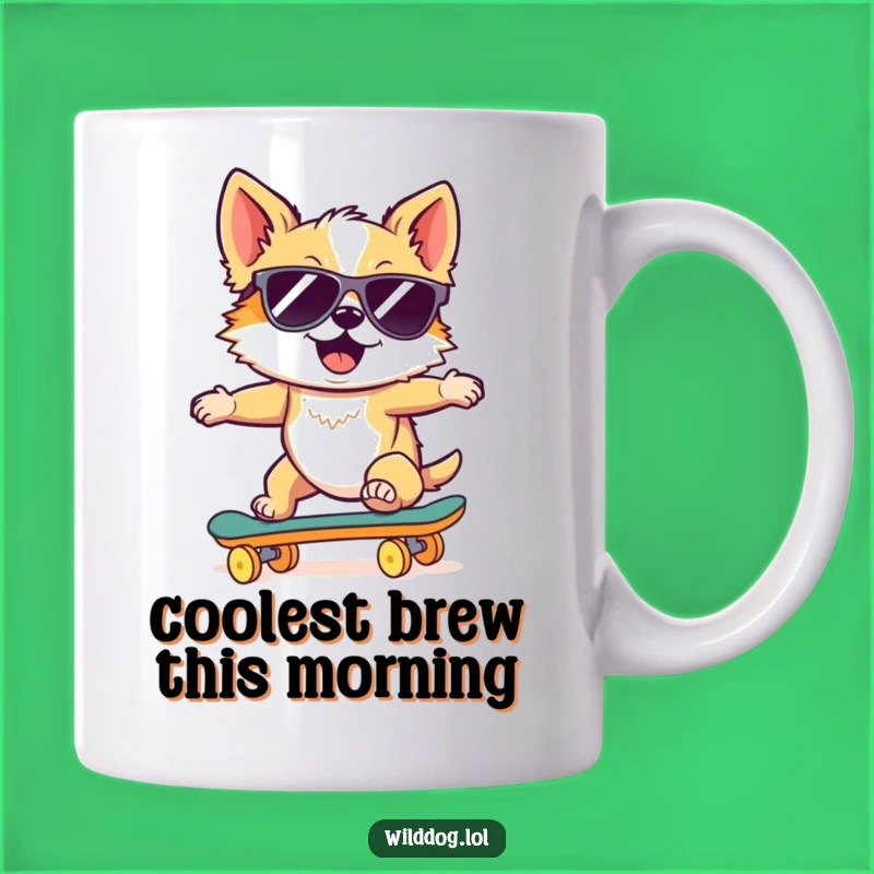 Funny Wild Dog Skateboard Mug: Cool Downhill Rider Design, Perfect Gift