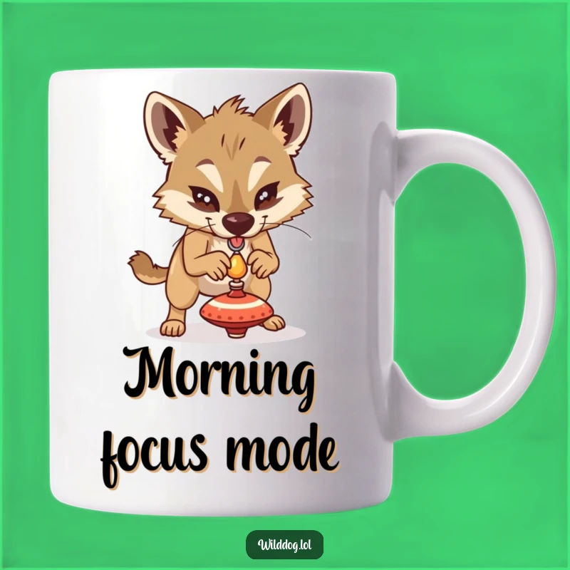 Funny Balance Dog Spinning Top Mug - Determined Canine Humor Gift for Focus Lovers