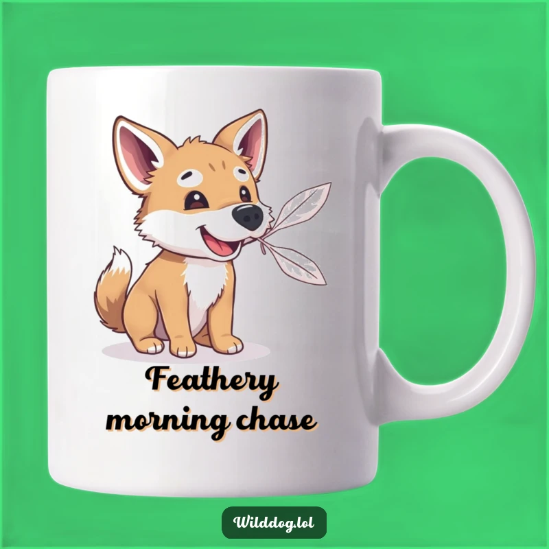 Funny Feather Catching Wild Dog Mug - Hilarious Playful Pup Gift for Dog Lovers
