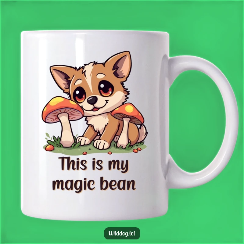 Funny Glowing Mushroom Dog Mug: A Wild Canine's Curious Encounter, Perfect Gift