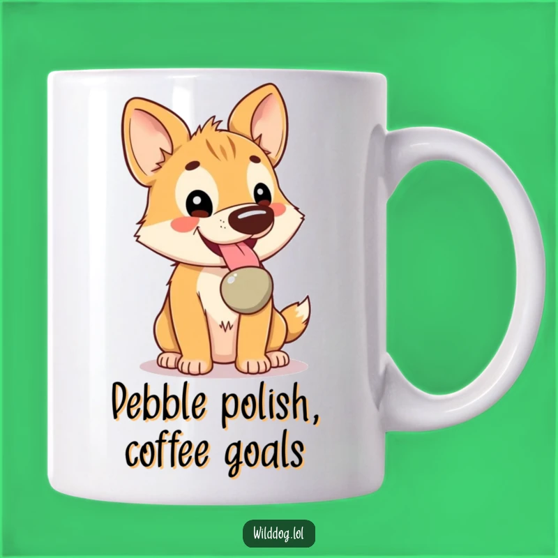Funny Kawaii Wild Dog Mug: Shiny Pebble Treasure Gift for Animal Lovers