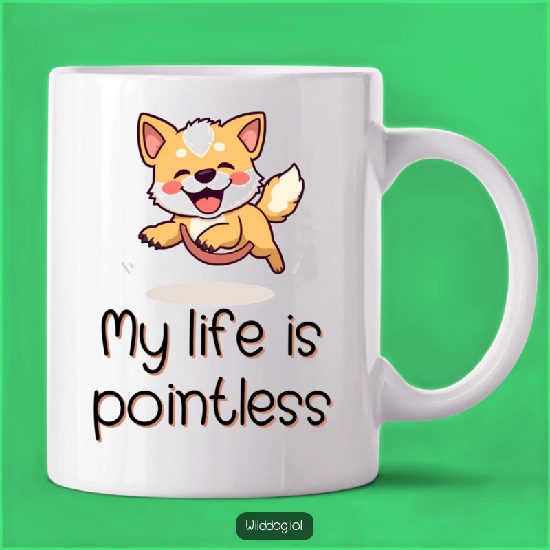 Funny Wild Dog Chasing Tail Mug - Hilarious Gift for Dog Lovers