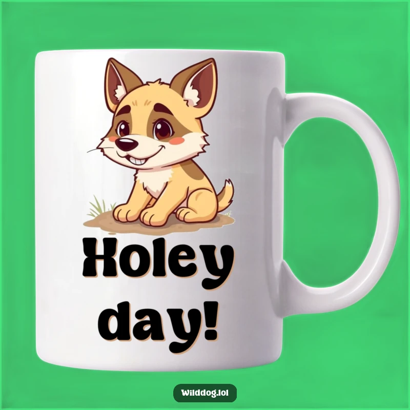 Funny Wild Dog Digging Mug: Goofy Canine Mischief for a Perfect Gift