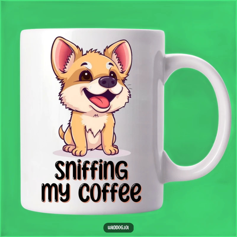 Funny Wild Dog Mug: Curious Sniffer, Delightful Gift for Dog Lovers