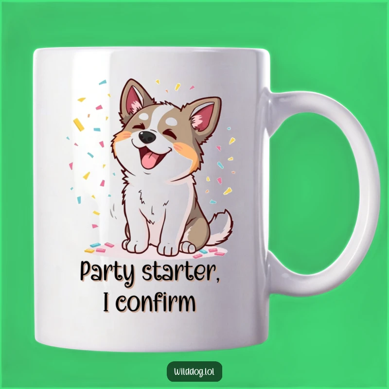 Funny Wild Dog Party Mug: Confetti Joy, Perfect Gift