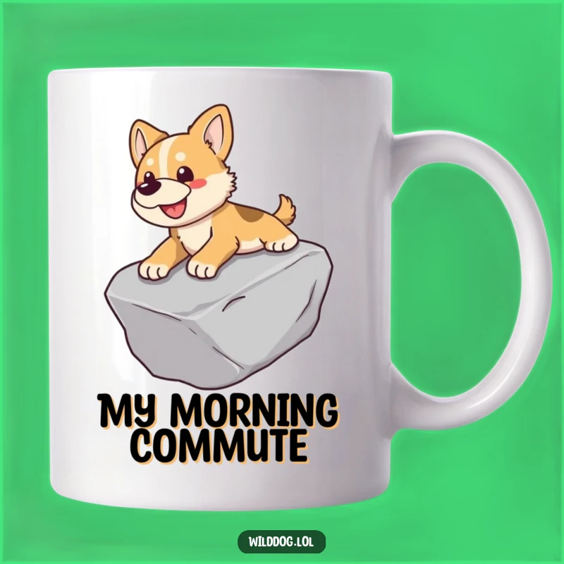 Funny Sliding Dog Mug: Wild Canine's Joyful Rock Adventure, Perfect Gift