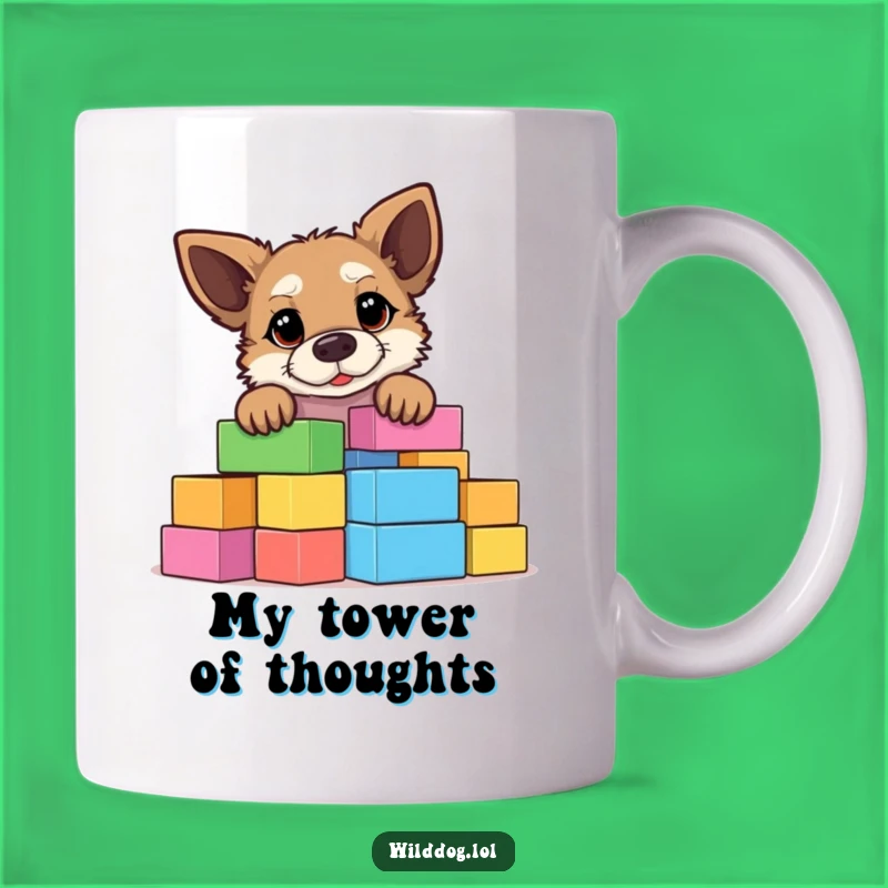 Funny Building Block Wild Dog Mug - A Hilarious Curiosity Gift for Dog Lovers