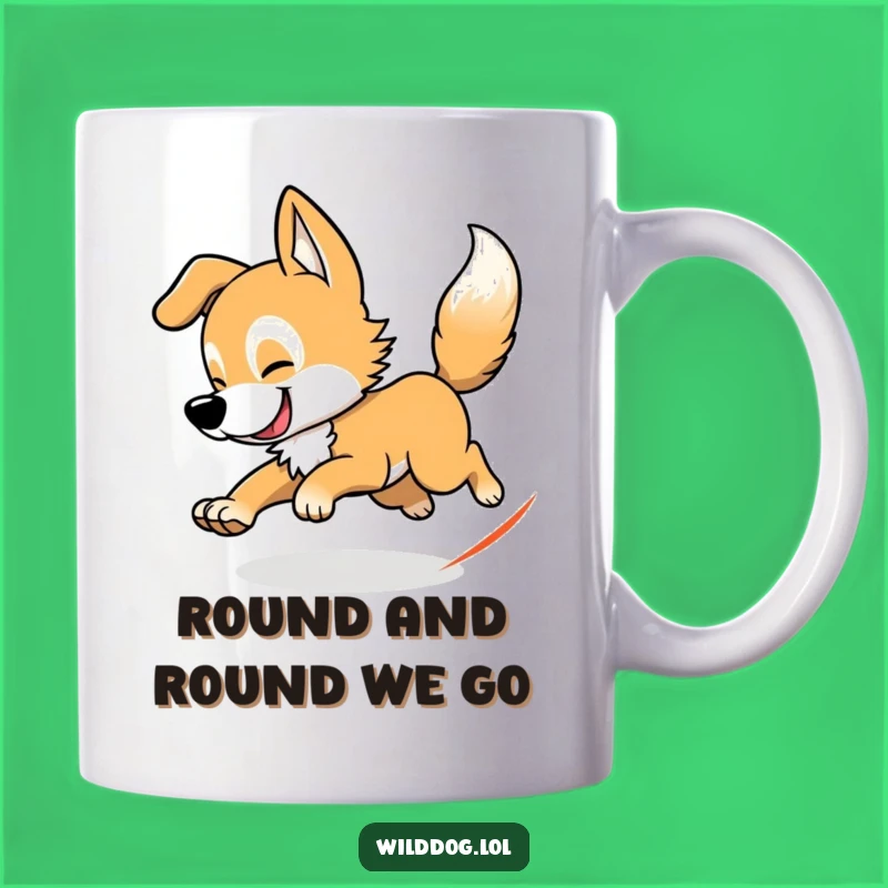 Funny Wild Dog Tail Chasing Mug: Hilarious Gift for Playful Pups and People