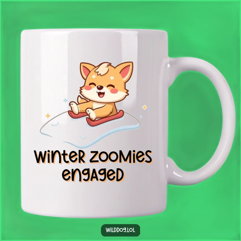 Funny Wild Dog Snow Hill Mug: Hilarious Winter Fun Gift for Thrill Seekers