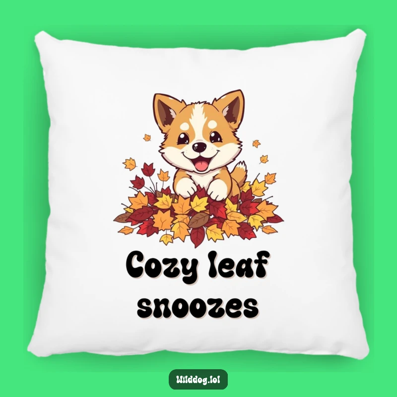 Funny Autumn Dog Leaves Pillow: Cozy Fall Accent, Playful Pup Cushion