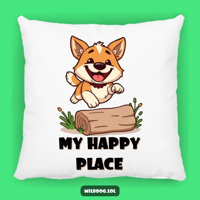 Funny Grinning Dog Leap Pillow: Cozy Jumper Accent Gift