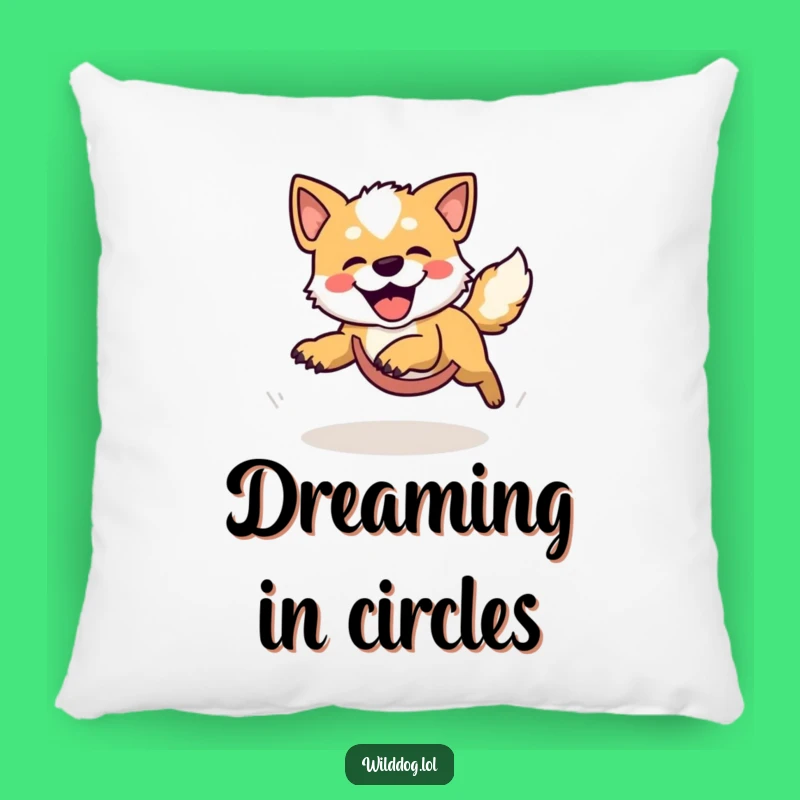 Funny Wild Dog Chasing Tail Pillow - Comfy & Comical Decor