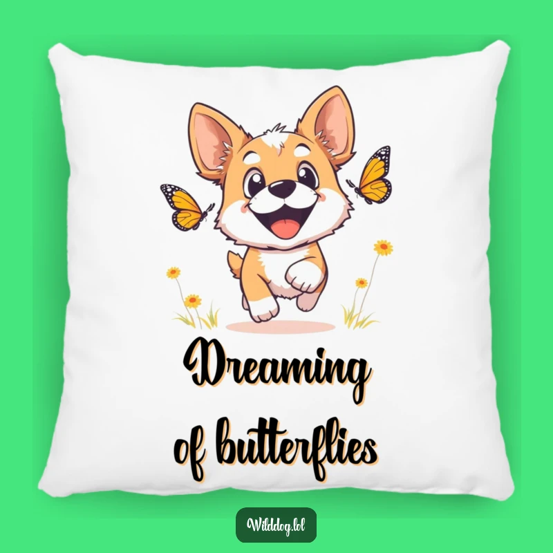 Funny Wild Dog Pillow: Joyful Chase Cushion, Cozy and Humorous Accent