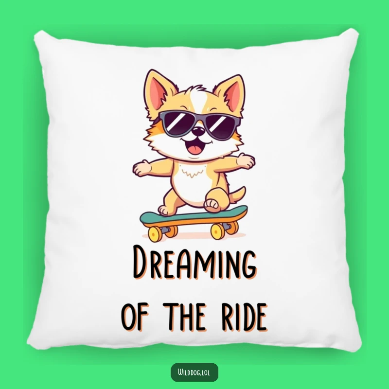 Funny Wild Dog Skateboard Pillow: Cool Rider Comfort, Adorable & Hilarious Decor Gift