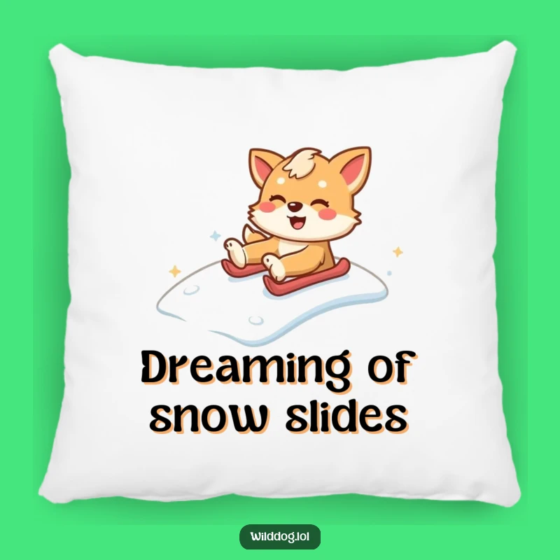 Funny Wild Dog Snow Hill Pillow: Cozy Comfort with Hilarious Winter Joy