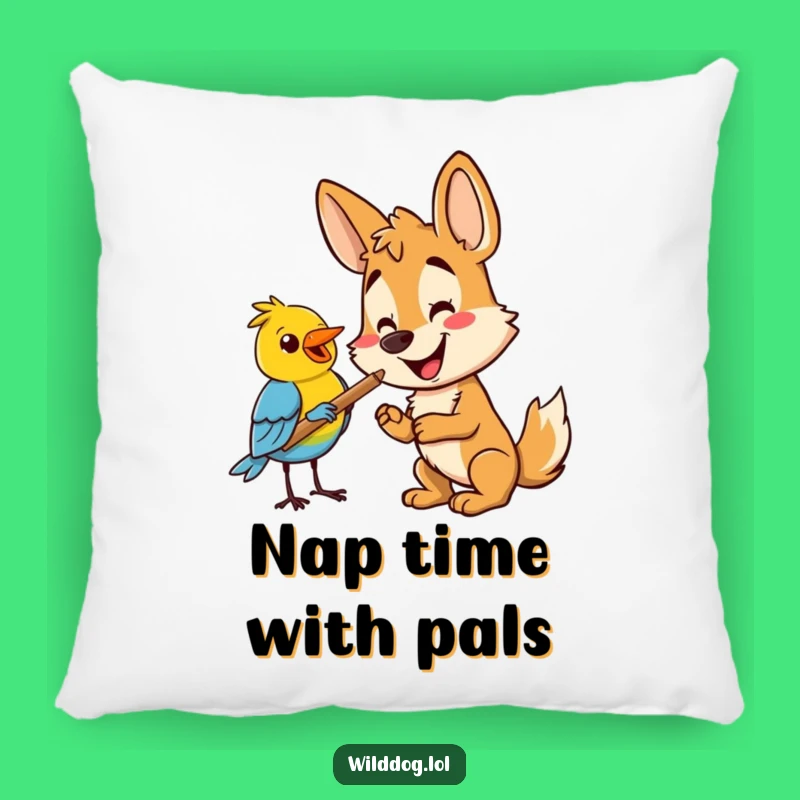 Funny Wild Dog & Bird Pillow: Cozy Comfort with Hilarious Friends