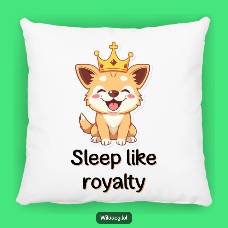 Funny Wild Dog Crown Pillow: Royal Pup Comfort, Adorable & Hilarious Decor Gift