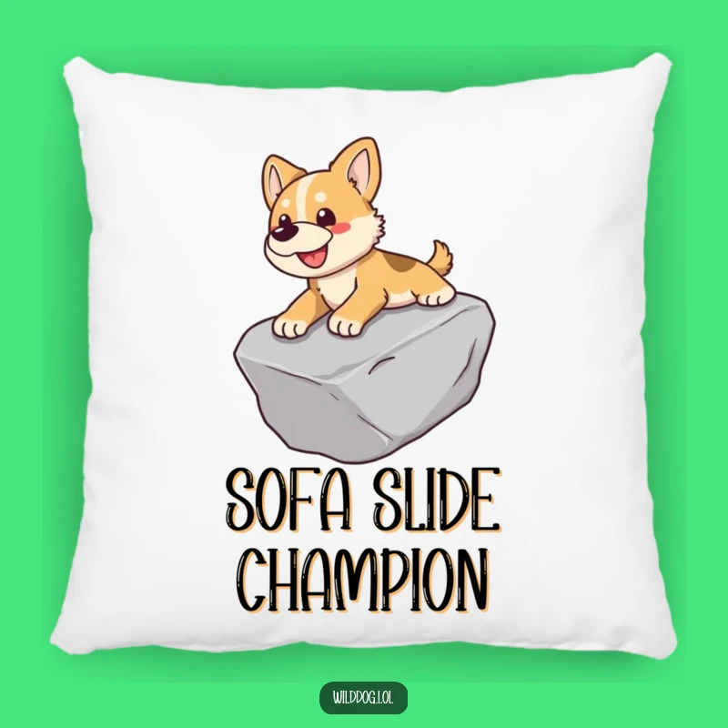 Funny Dog Pillow: Rock Sliding Bliss, Comfy Cushion for Playful Moments