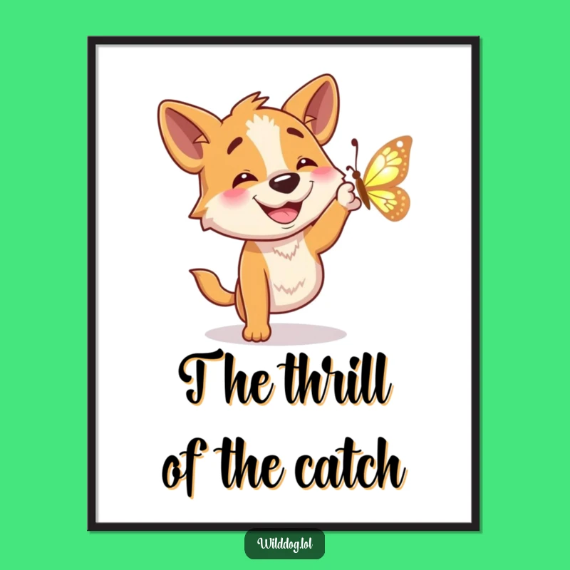 Funny Dog Butterfly Digital Art: Instant Joyful Decor, Perfect Printable Funny Gift