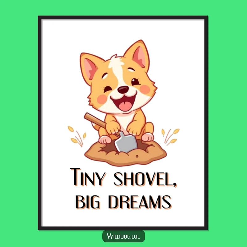 Funny Dog Digging Digital Art - Instant Whimsy for Your Workspace