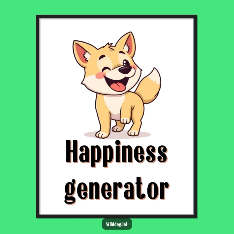 Funny Dog Digital Print: Wagging Tail Joy Art, Whimsical Decor Gift