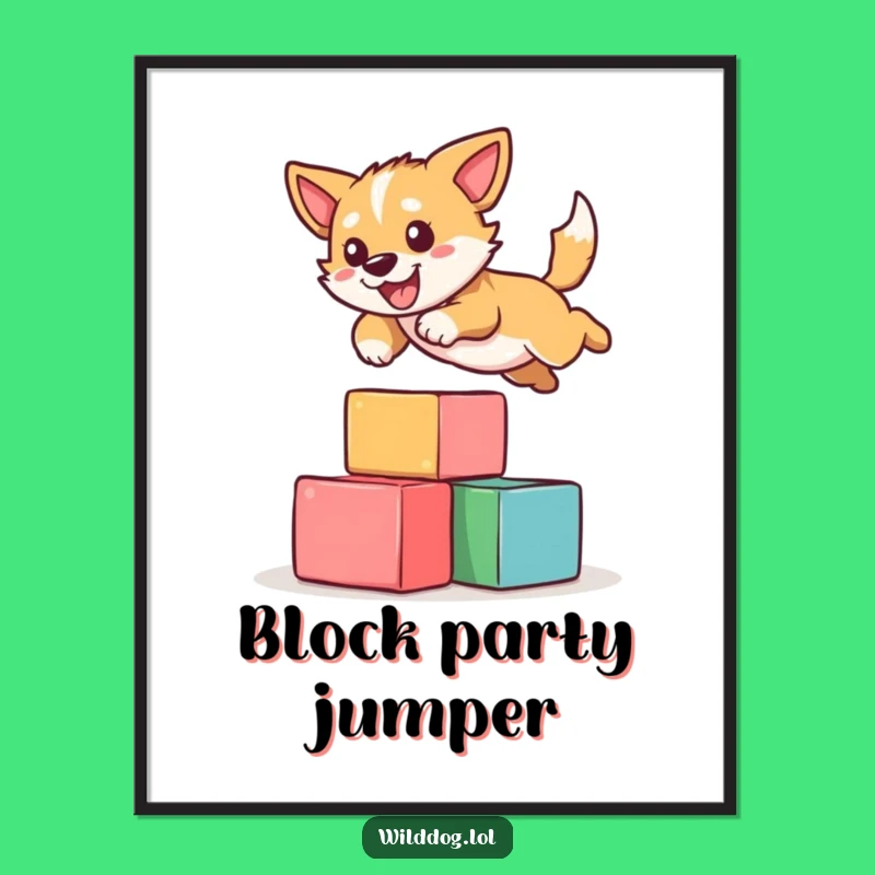 Funny Dog Leaping Digital Art - Instant Whimsy for Your Walls