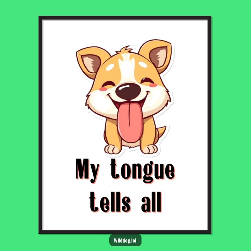 Funny Panting Wild Dog Digital Art: Hilarious Tongue-Out Downloadable Decor!