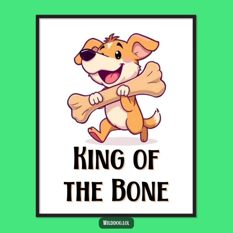 Funny Wild Dog Bone Digital Art - Instant Happy Pet Decor
