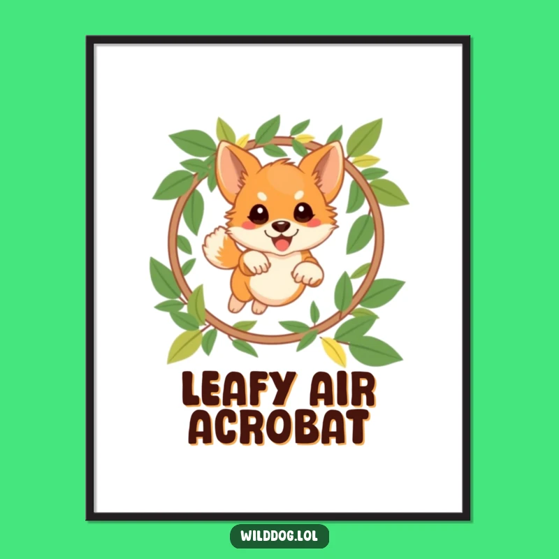 Funny Wild Dog Digital Print: Instant Leaping Pup Art, Perfect Quirky Wall Decor!