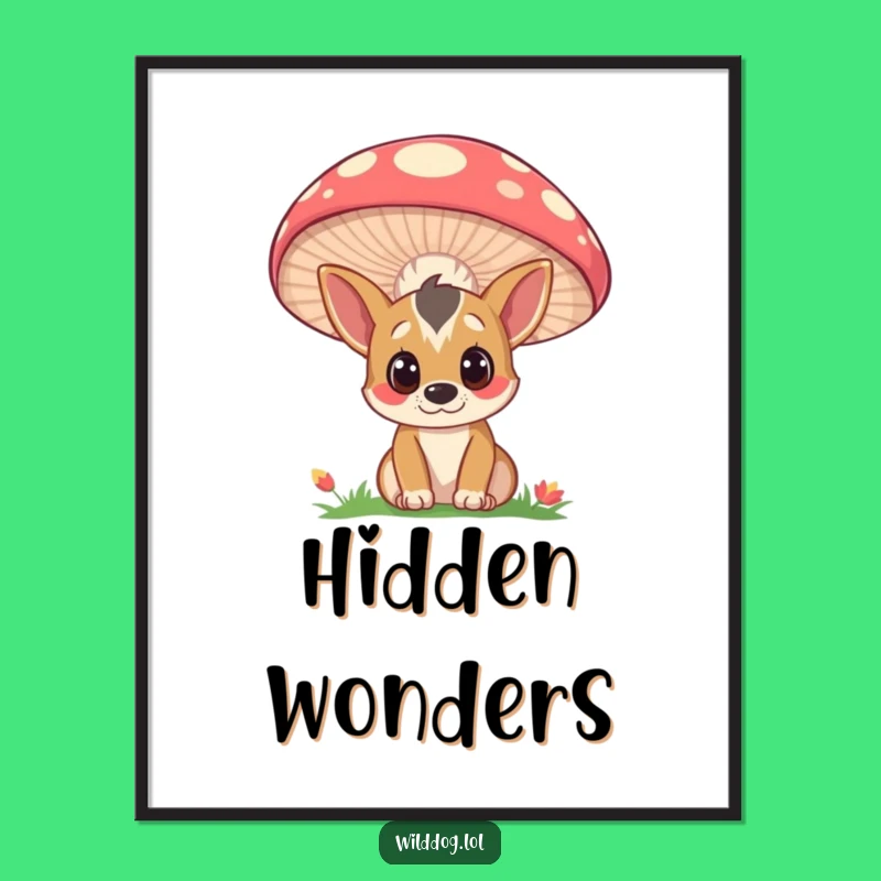 Funny Wild Dog Mushroom Digital Art: Instant Whimsy, Curious & Artistic Gift