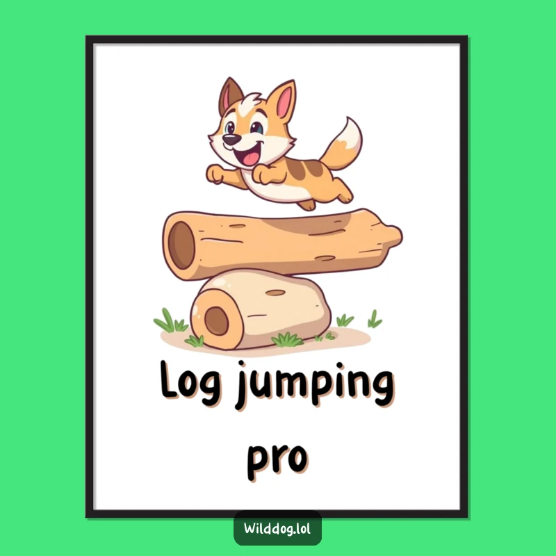 Funny Leaping Dog Log Digital Art - Instant Energy for Your Walls