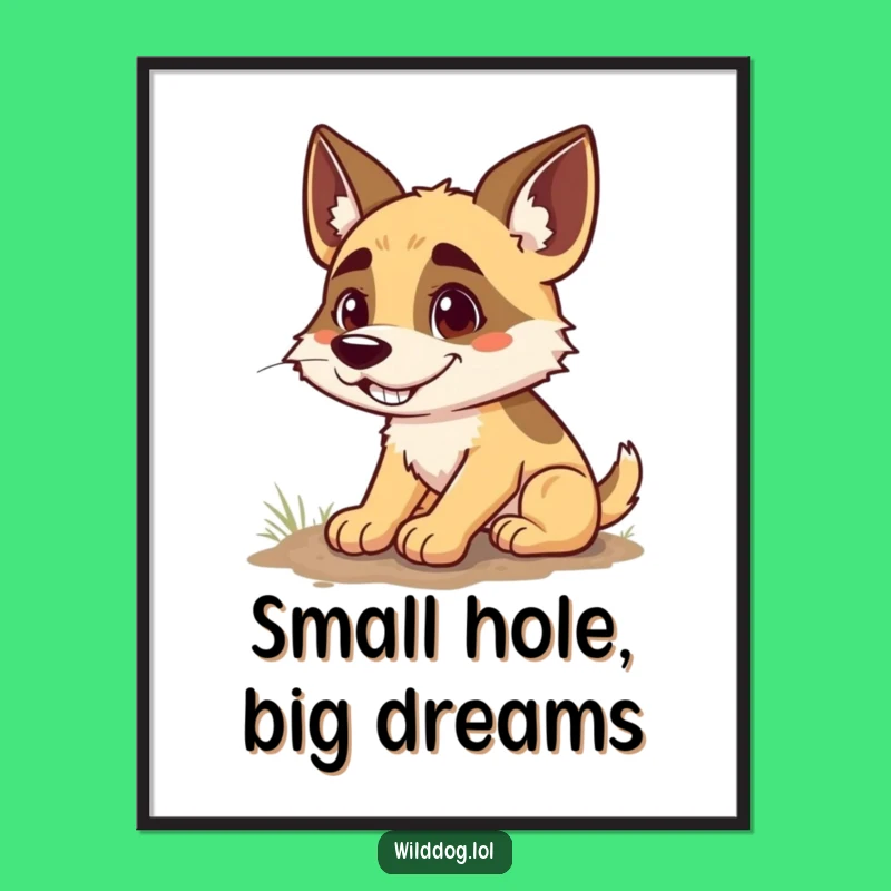 Funny Wild Dog Digging Digital Art: Instant Smiles, Perfect Gift!